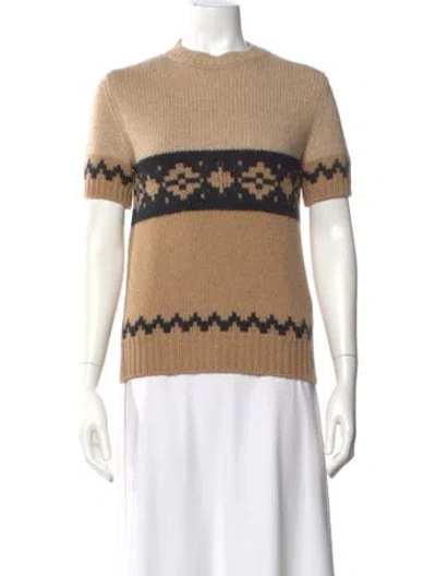 Pre-owned S Max Mara Striped Crew Neck Sweater In Brown