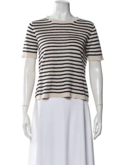 Pre-owned S Max Mara Striped Crew Neck Sweater In White