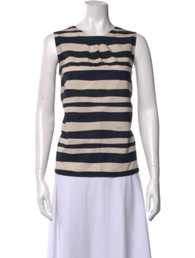 Pre-owned S Max Mara Striped Crew Neck Top In Blue