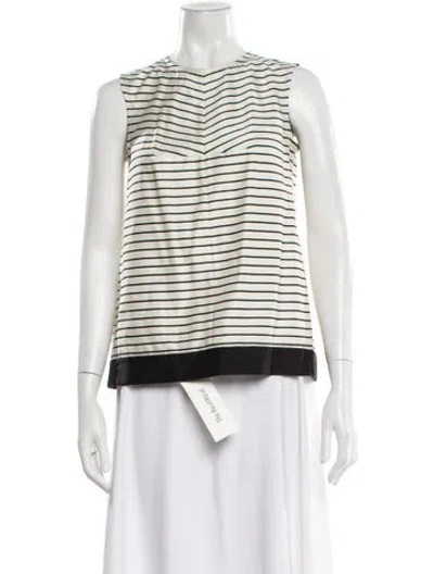 Pre-owned 's Max Mara Striped Crew Neck Top In White