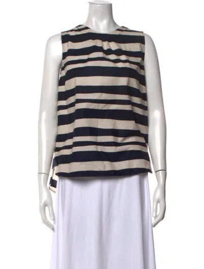 Pre-owned S Max Mara Striped Crew Neck Top In White