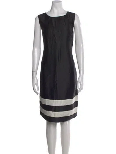 Pre-owned S Max Mara Striped Knee-length Dress In Black