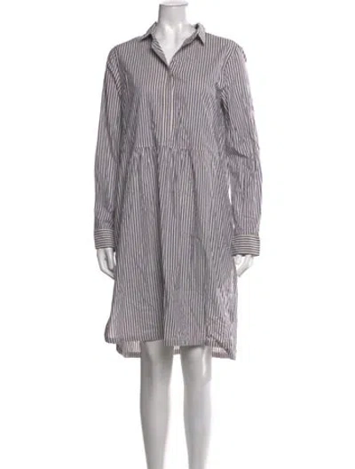 Pre-owned S Max Mara Striped Knee-length Dress In Grey