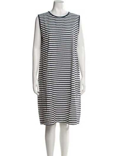 Pre-owned S Max Mara Striped Knee-length Dress In White