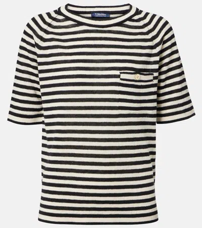 S Max Mara Beati Striped T-shirt In Beige