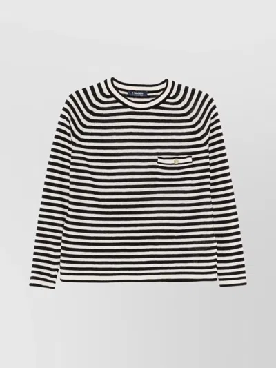 'S MAX MARA STRIPED LINEN KNITWEAR BUTTON DETAIL