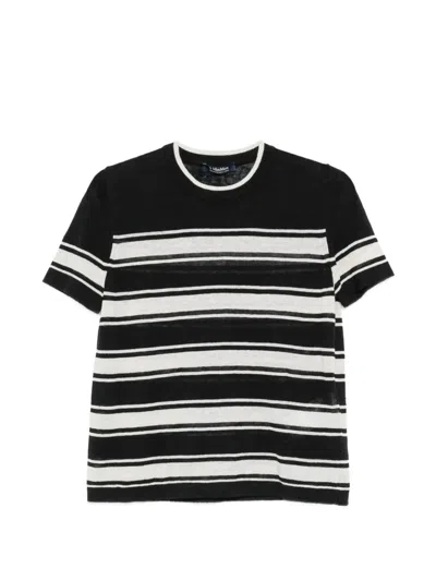 's Max Mara Striped Crew Neck Knit Top In Black
