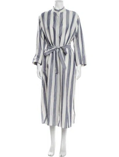Pre-owned 's Max Mara Striped Long Dress In Blue