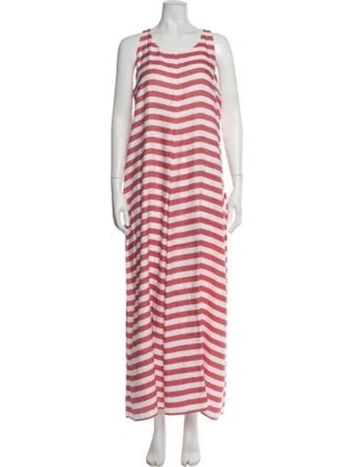 Pre-owned 's Max Mara Striped Long Dress In Pink