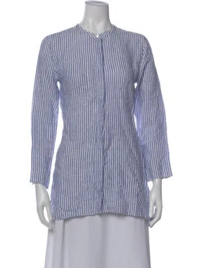 Pre-owned 's Max Mara Striped Long Sleeve Top In Blue