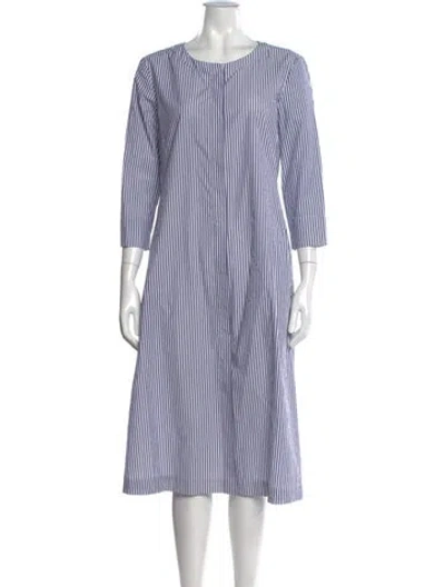 Pre-owned S Max Mara Striped Midi Length Dress In Blue