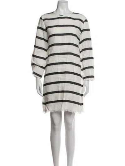 Pre-owned S Max Mara Striped Mini Dress In White