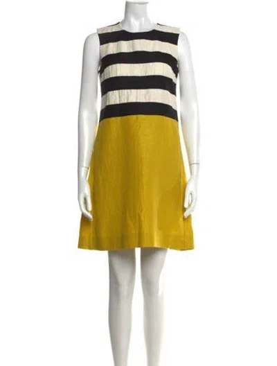 Pre-owned 's Max Mara Striped Mini Dress In Yellow