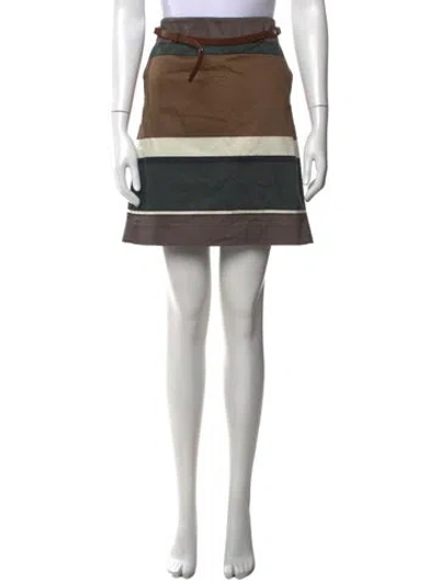 Pre-owned S Max Mara Striped Mini Skirt In Brown