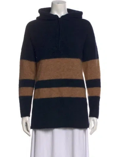 Pre-owned 's Max Mara Striped Mock Neck Sweater In Blue
