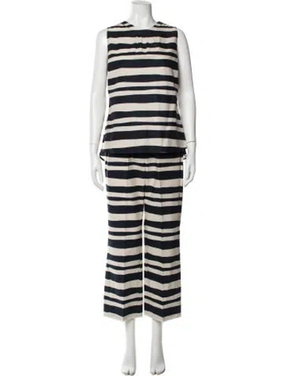 Pre-owned S Max Mara Striped Pantsuit In Blue/neutrals