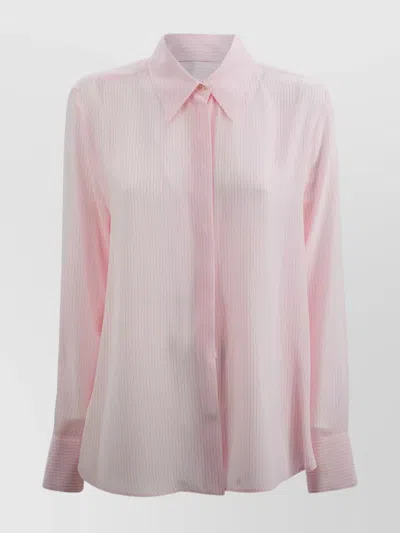 's Max Mara Striped Silk Shirt With Long Sleeves In Pink
