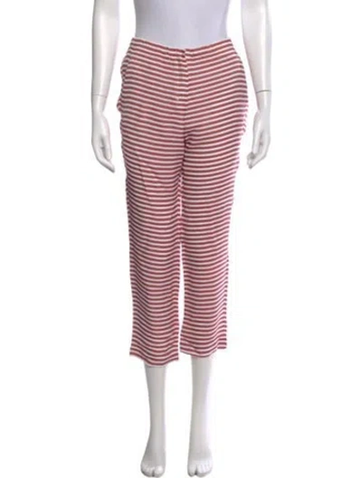 Pre-owned 's Max Mara Striped Straight Leg Pants In Red