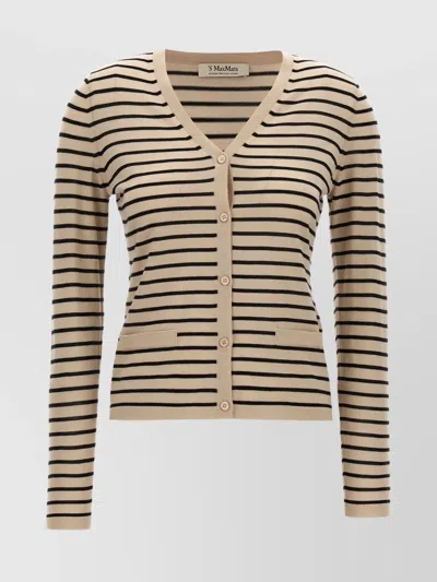 S MAX MARA 'STRIPED V NECK CARDIGAN'