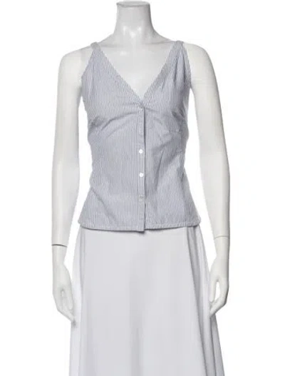 Pre-owned S Max Mara Striped V-neck Top In White