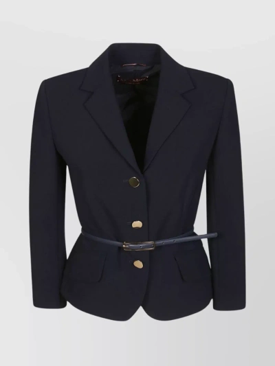's Max Mara Structured Three-button Jacket With Waist Belt In Blue