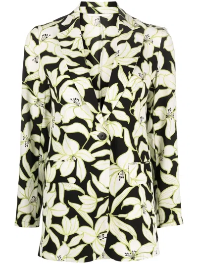 S Max Mara Studio Floral-print Blazer In Schwarz