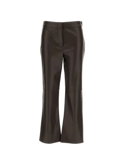 S Max Mara Sublime Leather-effect Slim-fit Trousers In Brown