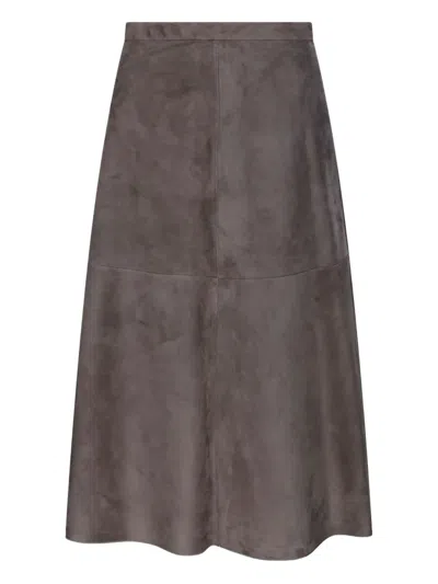 S MAX MARA SUEDE A-LINE SKIRT