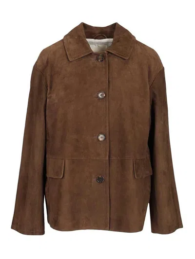 S Max Mara Suede Jacket In Brown