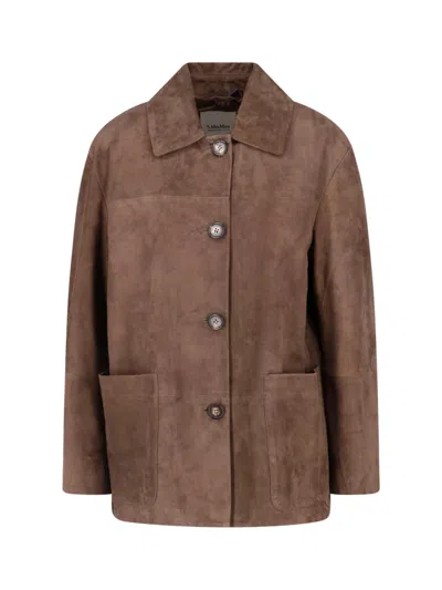 S Max Mara Suede Jacket In Brown