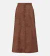 's Max Mara Suede Midi Skirt In Brown