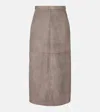 's Max Mara Suede Midi Skirt In Brown