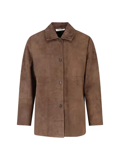 S Max Mara Suede Shirt Jacket In Brown