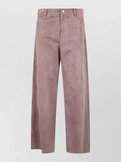 S Max Mara Suede Wide-leg Trousers In Pink