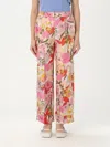 's Max Mara Elastic Waistband Floral Print Lightweight Wide Leg Trousers In Bunt