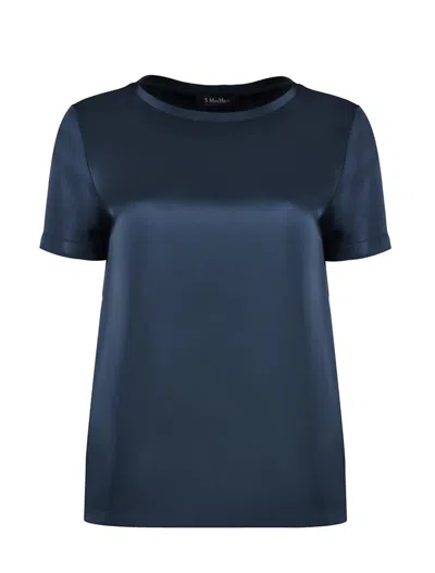 S Max Mara Rebecca Satin T-shirt In Midnightblue