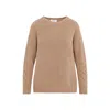 S Max Mara Crew Neck Cable-knit Sweater With Ribbed Trims In Beige