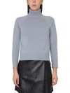 S Max Mara Ribbed Turtleneck Jumper In Blue