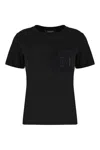 S Max Mara Short Sleeve Crew Neck T-shirt With Chest Pocket In Black