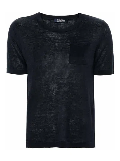's Max Mara Linen Knitted Top In Blue