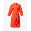 's Max Mara Tabata Poplin Belted Midi Shirt Dress In Orange