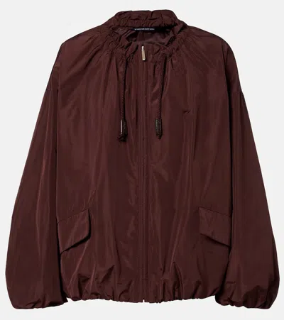 's Max Mara Drawstring Ruffled Jacket In Brown