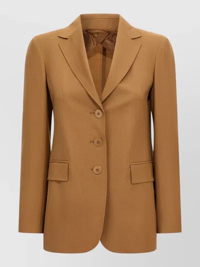 S Max Mara Tailored Blazer Buttoned Cuffs Notch Lapel Pockets In Brown