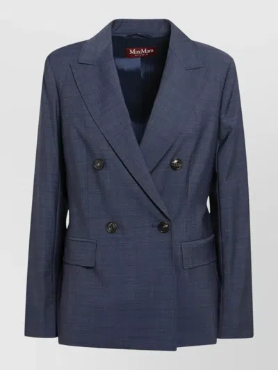 S Max Mara Tailored Jacket Back Vent Buttoned Cuffs In Blue