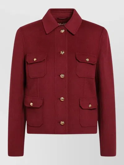 S Max Mara Tailored Jacket Front Pockets Long Sleeves In Burgundy