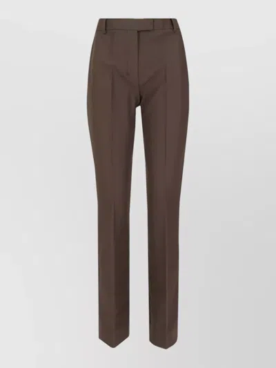 S Max Mara Tailored Pants Belt Loops Back Pockets In Brown