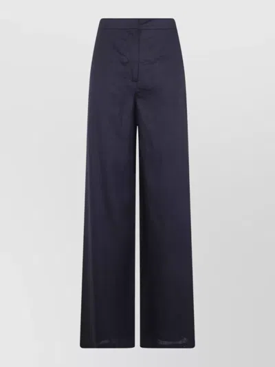 S Max Mara Tapioca Linen Trousers Wide Leg High Waist In Blue