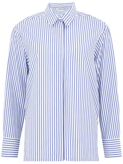 S Max Mara Tata Shirt In Striped In Cotton In White
