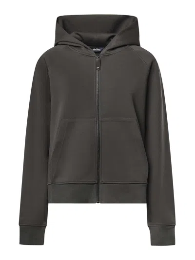S Max Mara Technical Cotton Jersey Sweatshirt In Gray