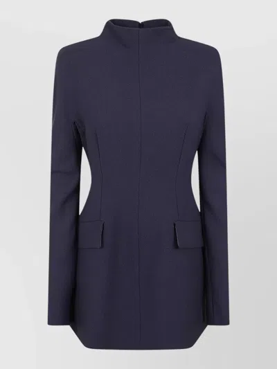 S Max Mara Tefrite Jacket Front Pockets Long Sleeves In Blue